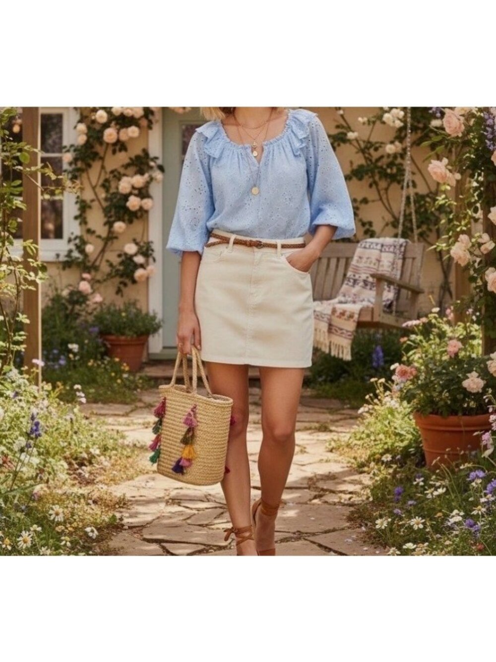 Universal Thread Women's Size 8 Cream Corduroy Mini Skirt NWT Casual Mid-Rise